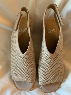 Eileen Fisher 'Avil' breathable knit stacked heel sandals